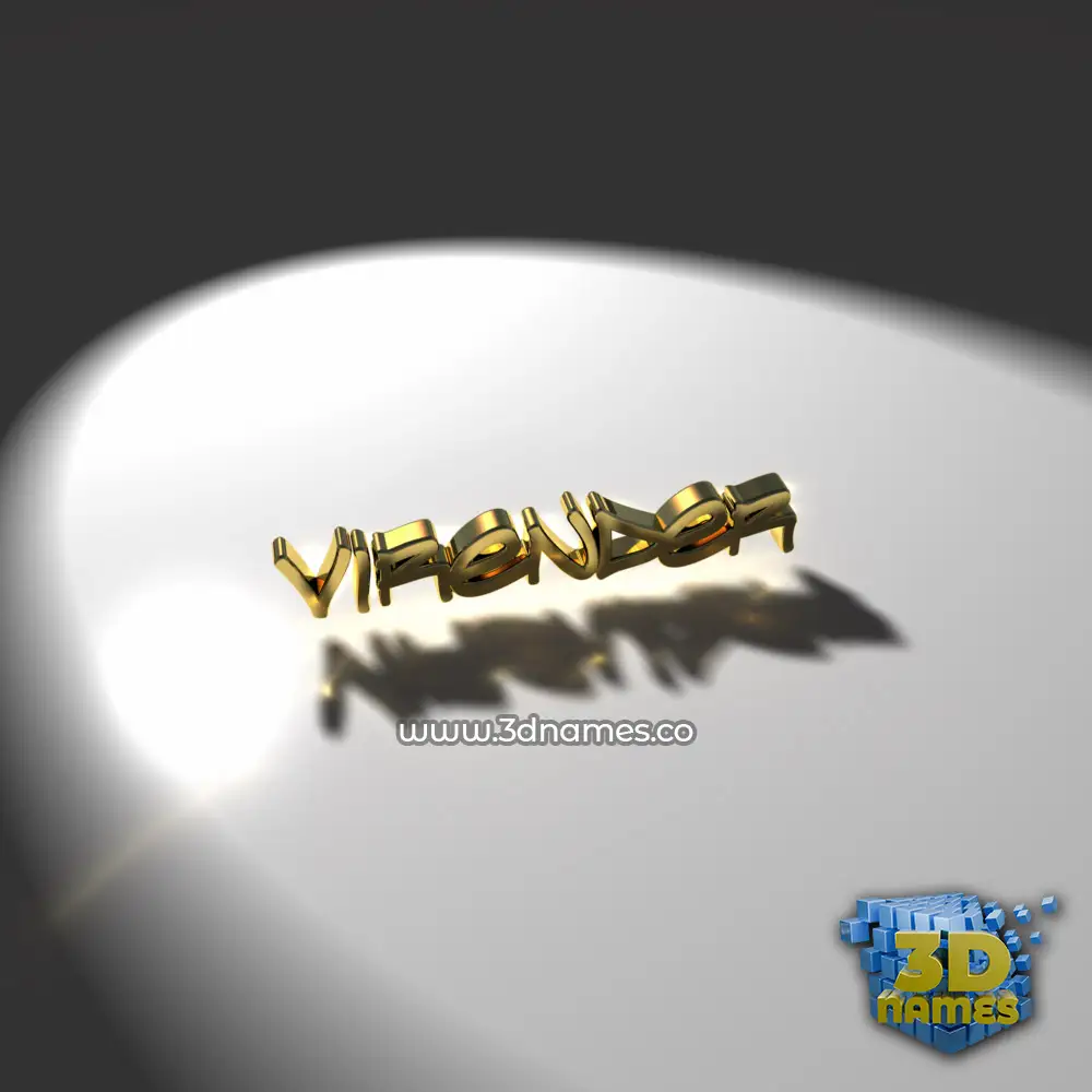 virender in Gold Shine style - 3D name wallpaper