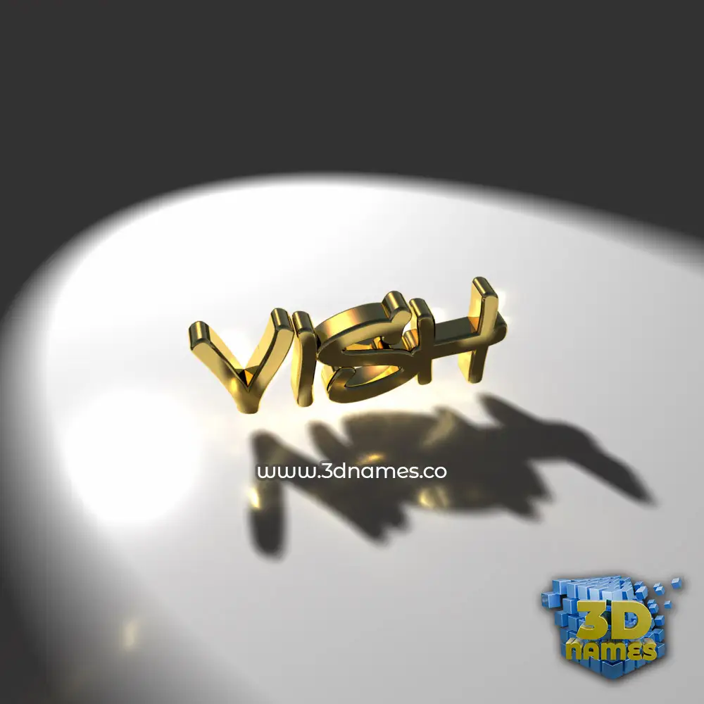 vish in Gold Shine style - 3D name wallpaper