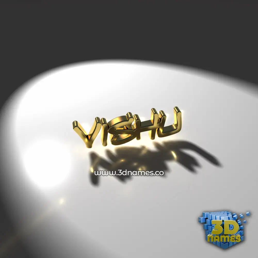 vishu in Gold Shine style - 3D name wallpaper