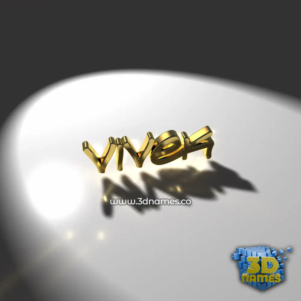 vivek in Gold Shine style - 3D name wallpaper