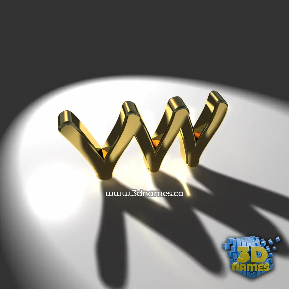 vw in Gold Shine style - 3D name wallpaper