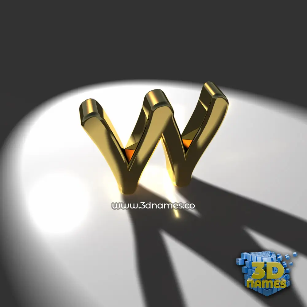 w in Gold Shine style - 3D name wallpaper