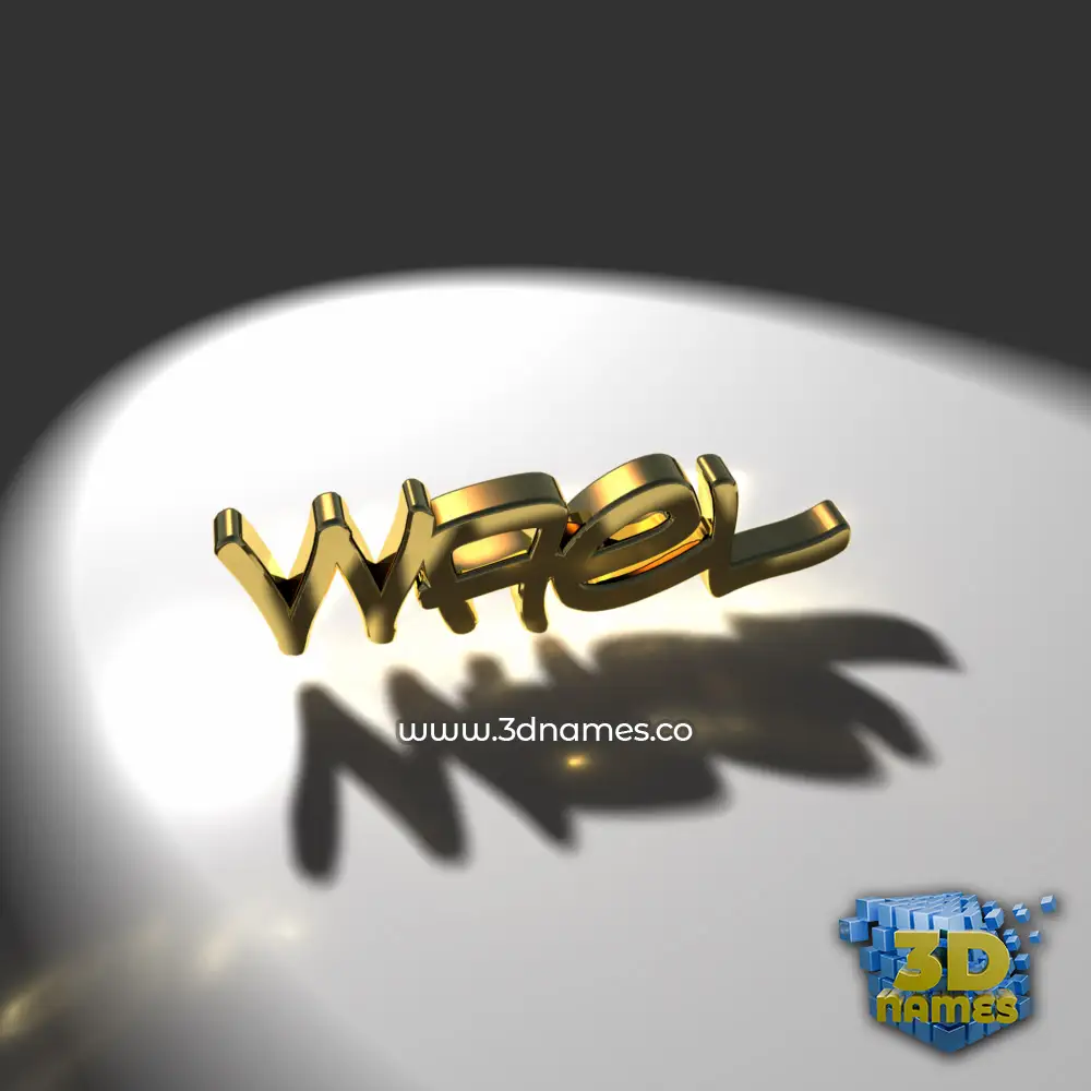 wael in Gold Shine style - 3D name wallpaper
