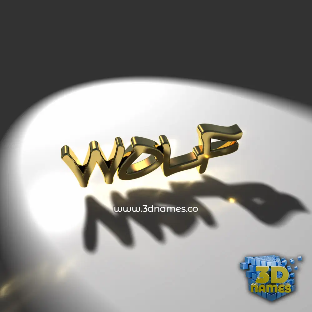 wolf in Gold Shine style - 3D name wallpaper