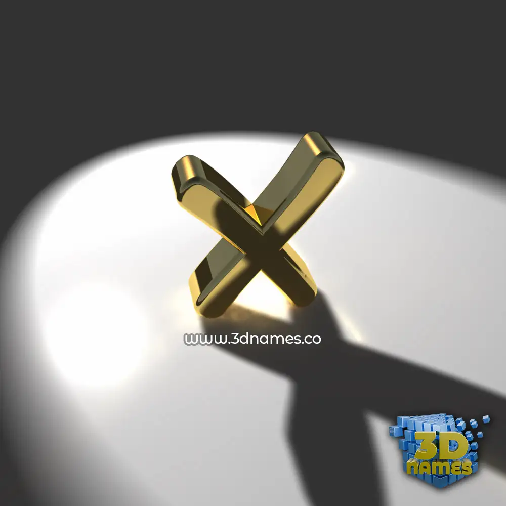 x in Gold Shine style - 3D name wallpaper