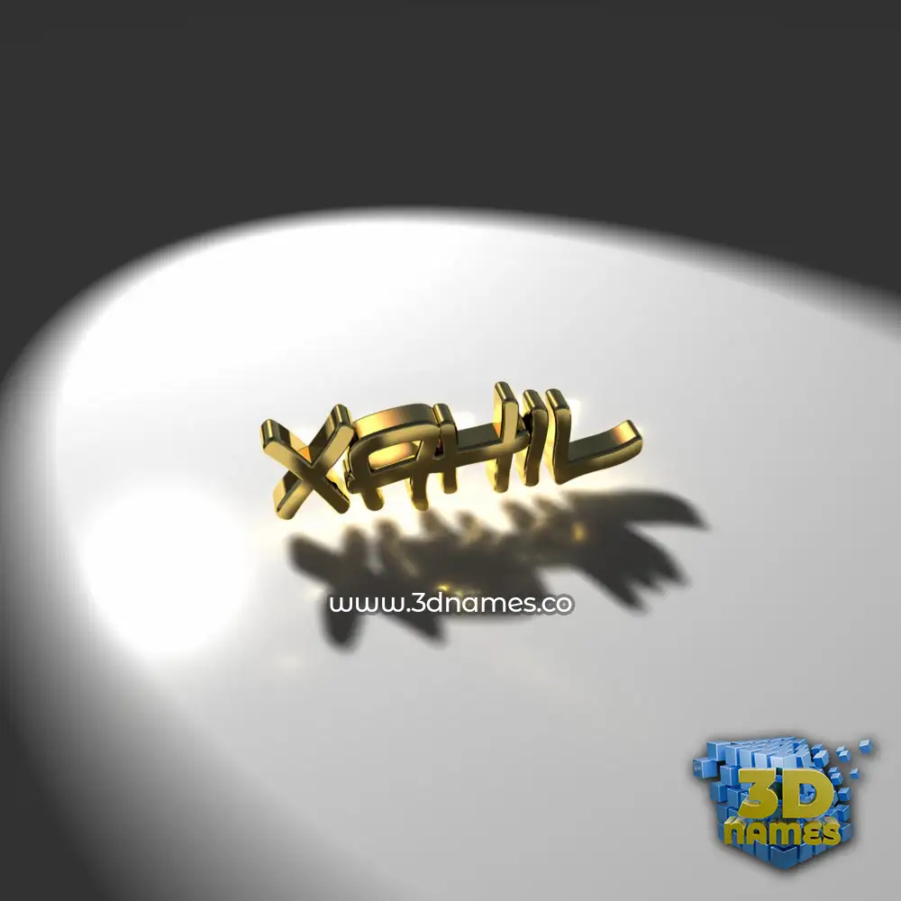 xahil in Gold Shine style - 3D name wallpaper