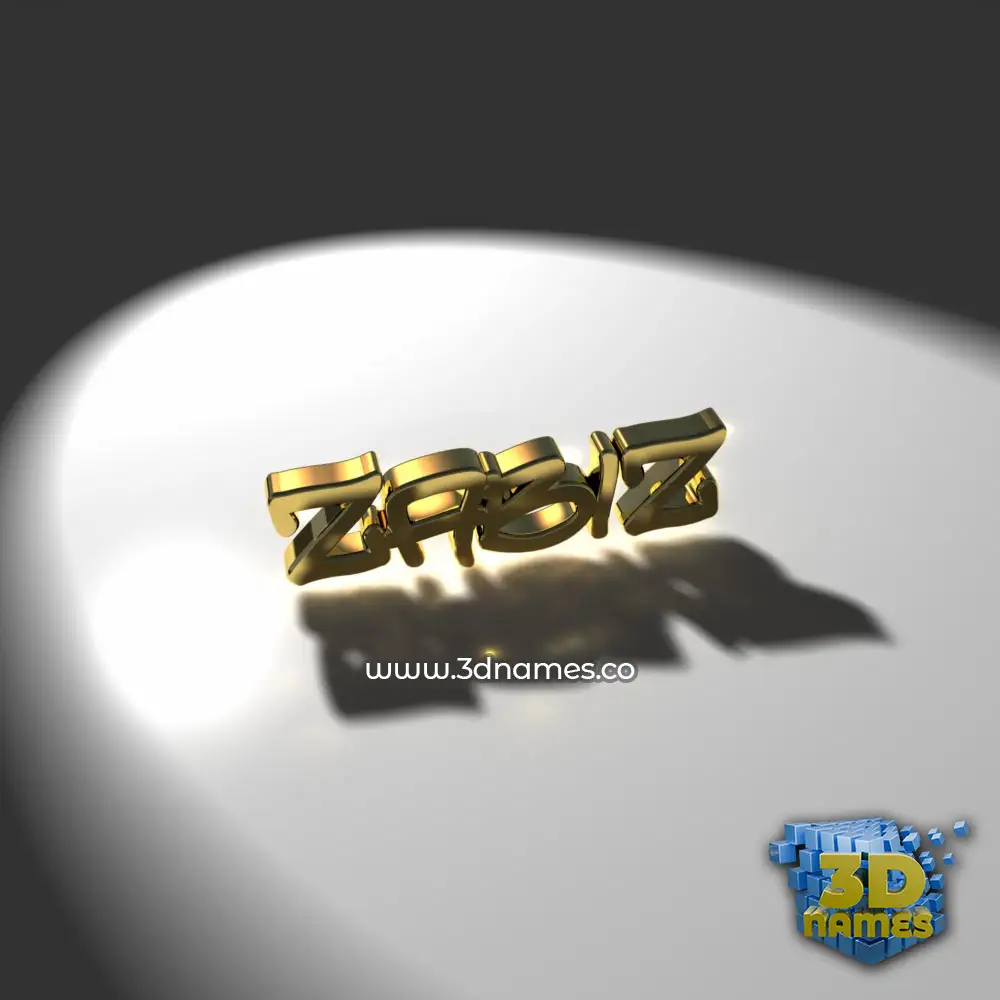 zabiz in Gold Shine style - 3D name wallpaper