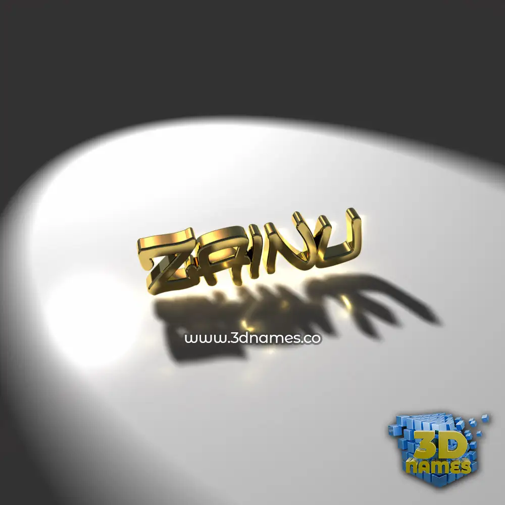 zainu in Gold Shine style - 3D name wallpaper