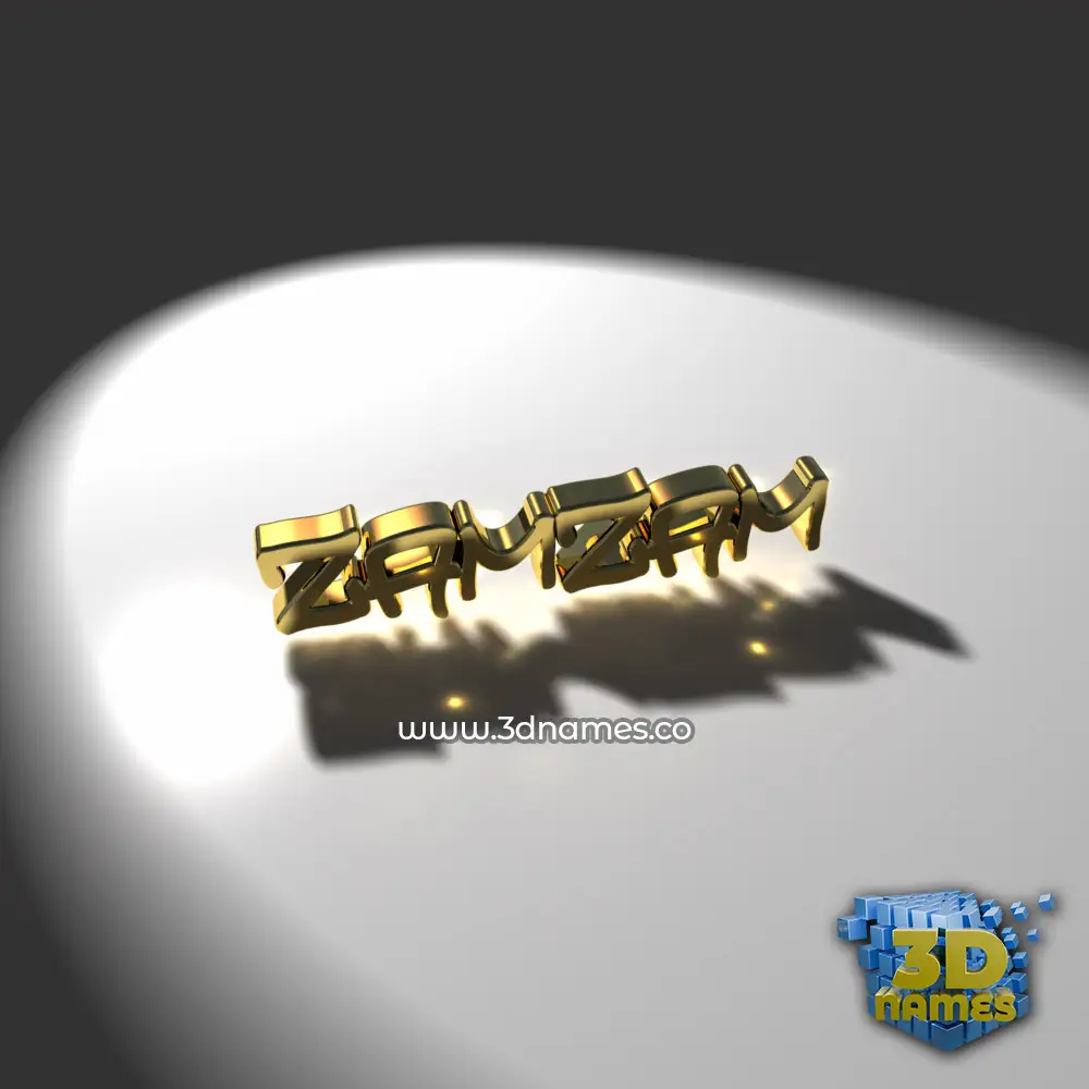 zamzam in Gold Shine style - 3D name wallpaper