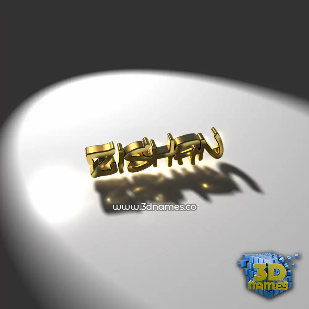zishan in Gold Shine style - 3D name wallpaper