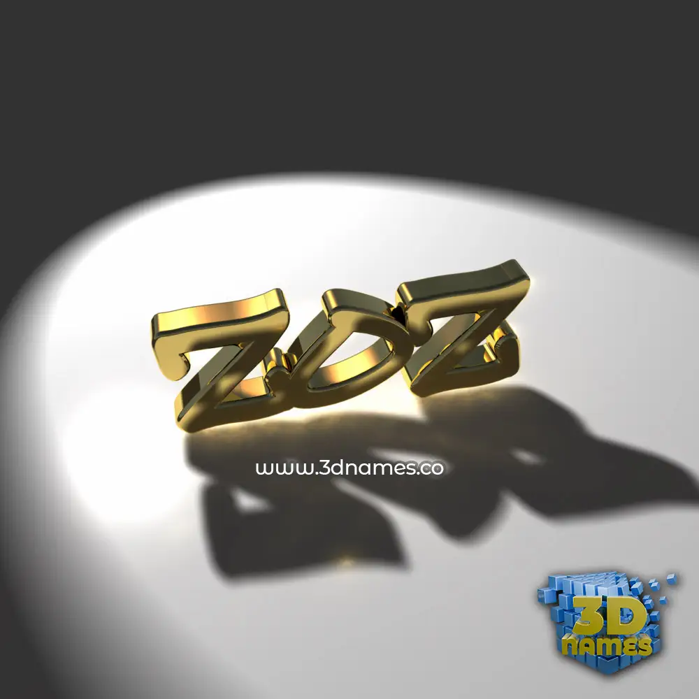 zoz in Gold Shine style - 3D name wallpaper