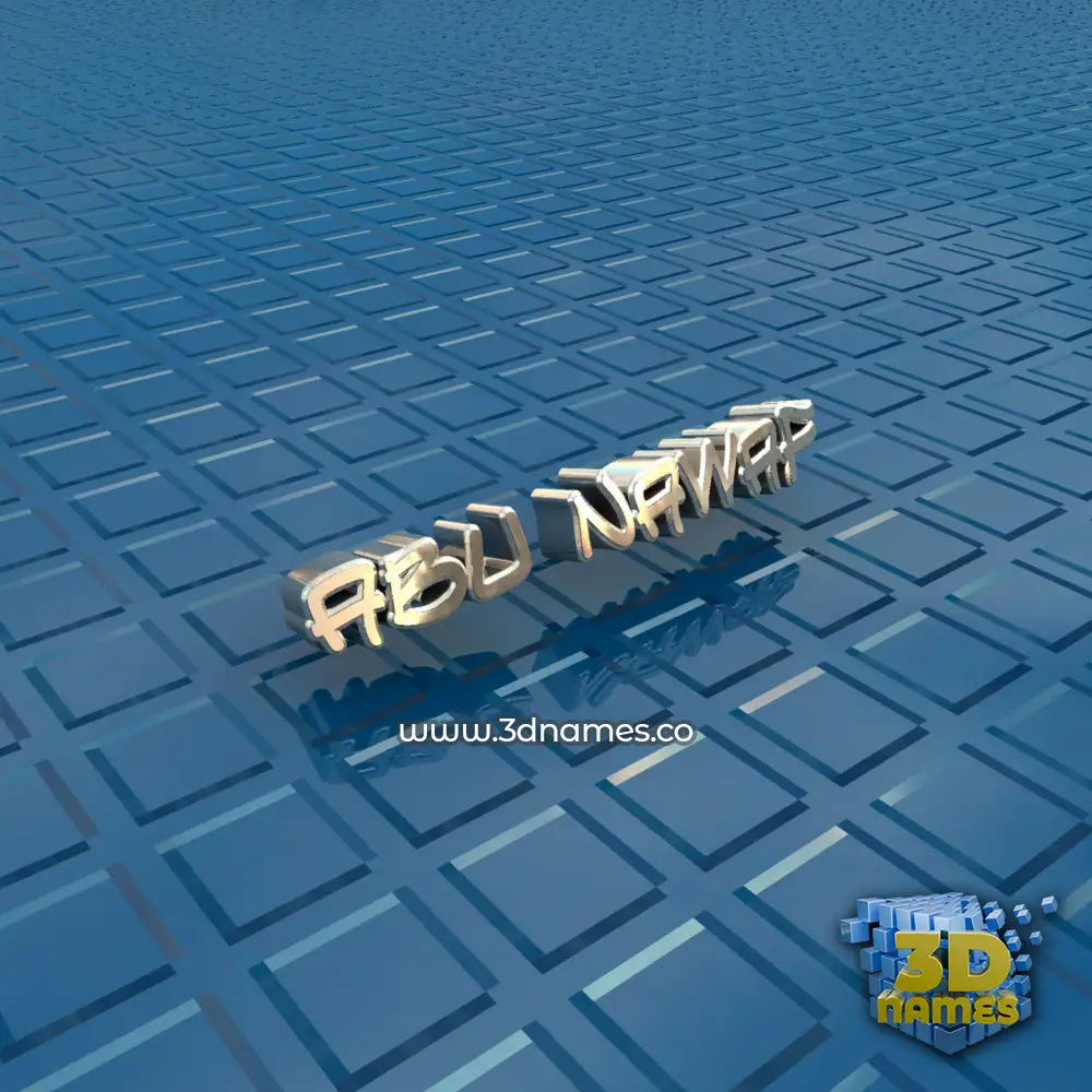 abu nawaf in Blue Bling style - 3D name wallpaper