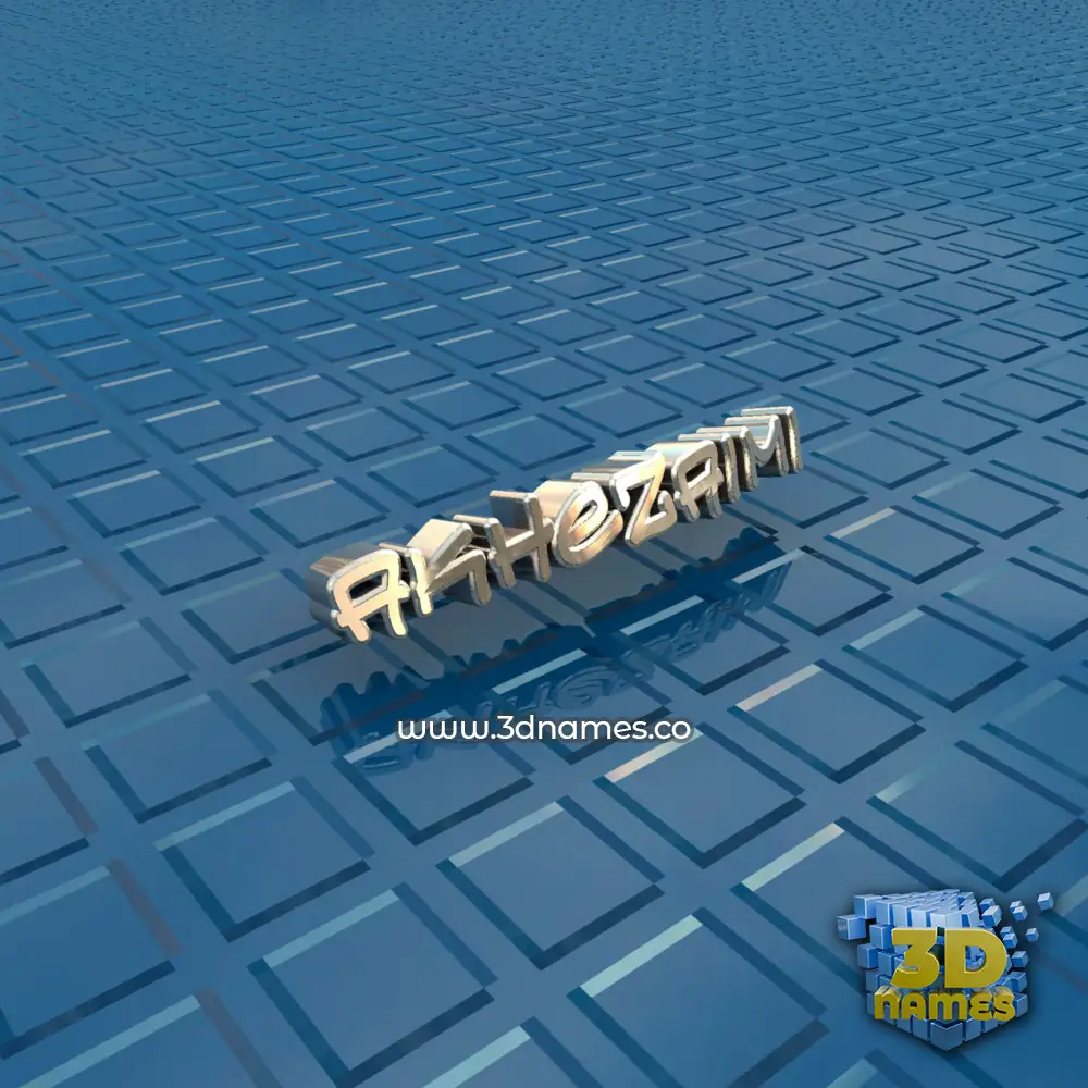 akhezaimi in Blue Bling style - 3D name wallpaper