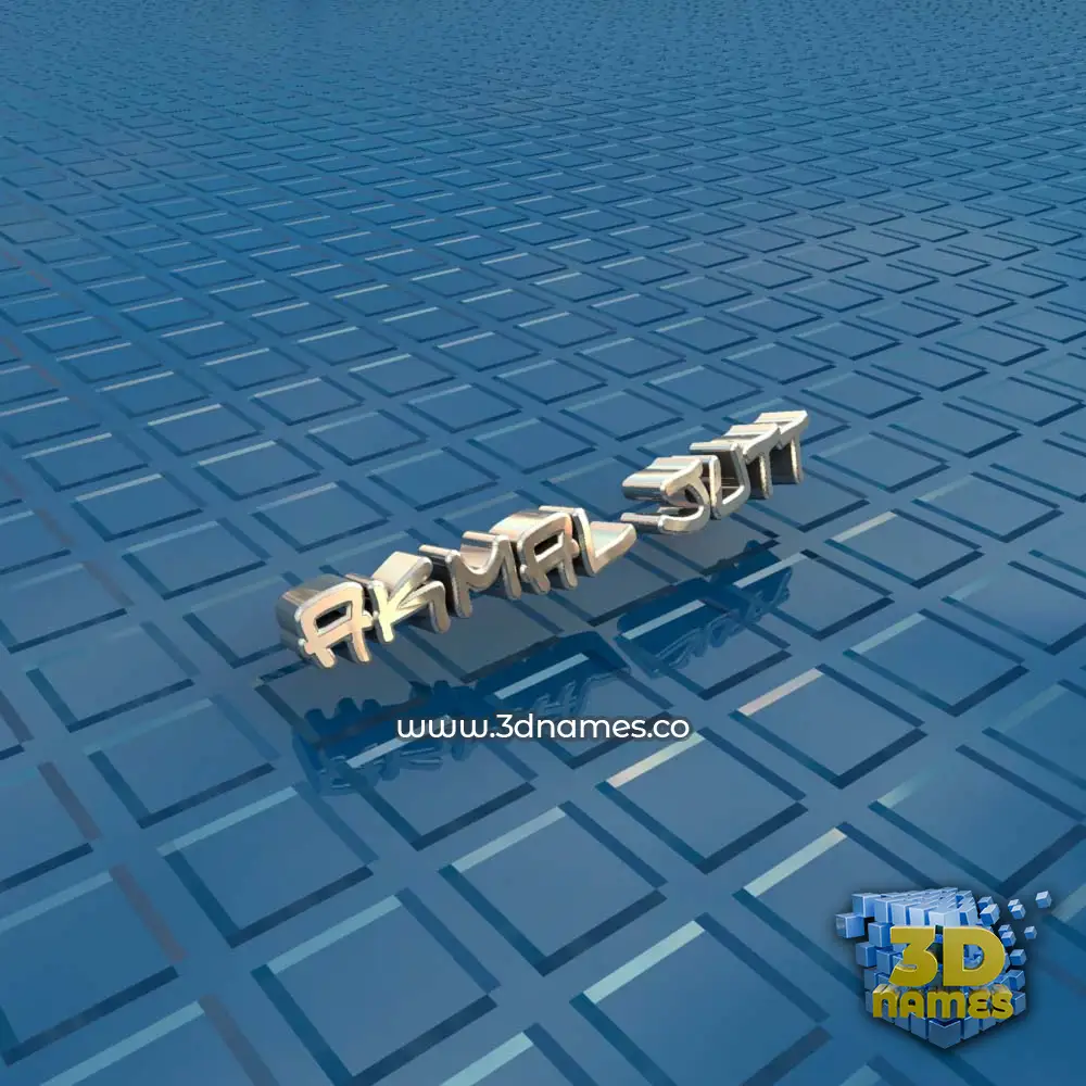 akmal jutt in Blue Bling style - 3D name wallpaper