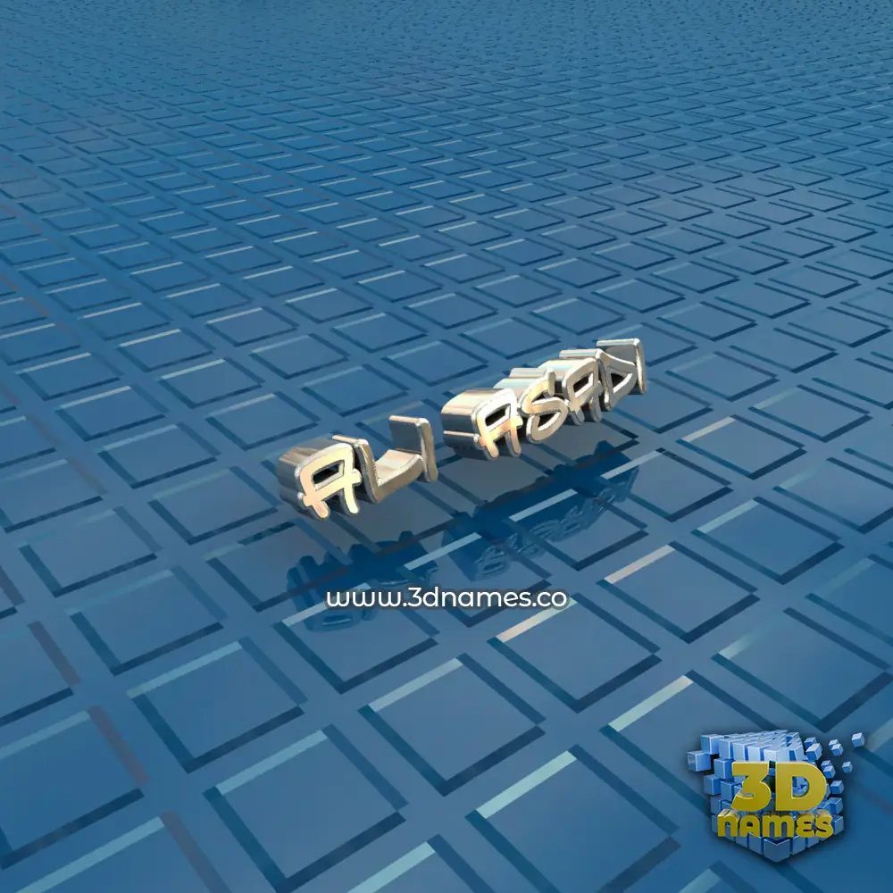 ali asadi in Blue Bling style - 3D name wallpaper