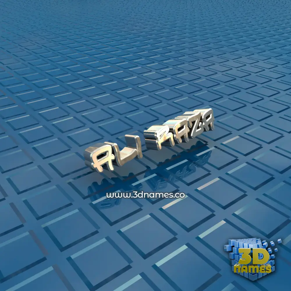 ali raza in Blue Bling style - 3D name wallpaper