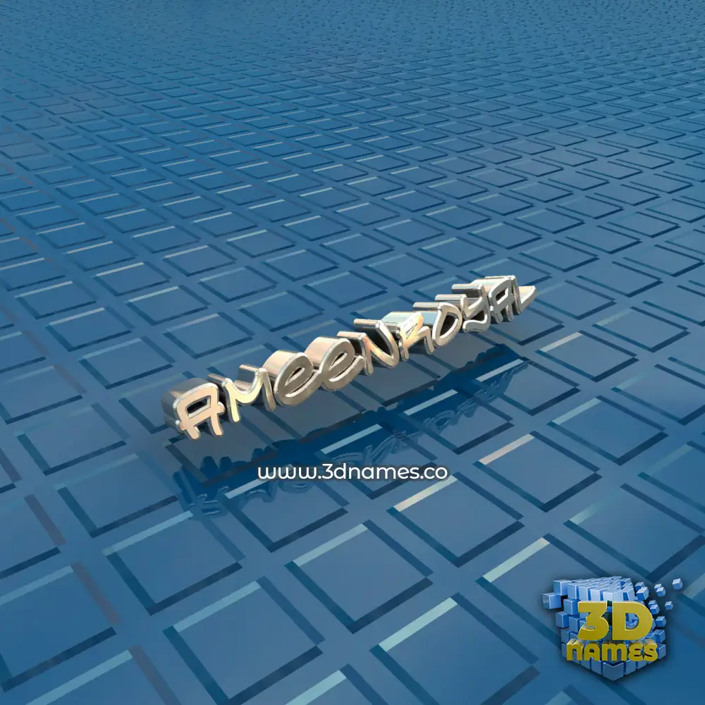 ameenroyal in Blue Bling style - 3D name wallpaper