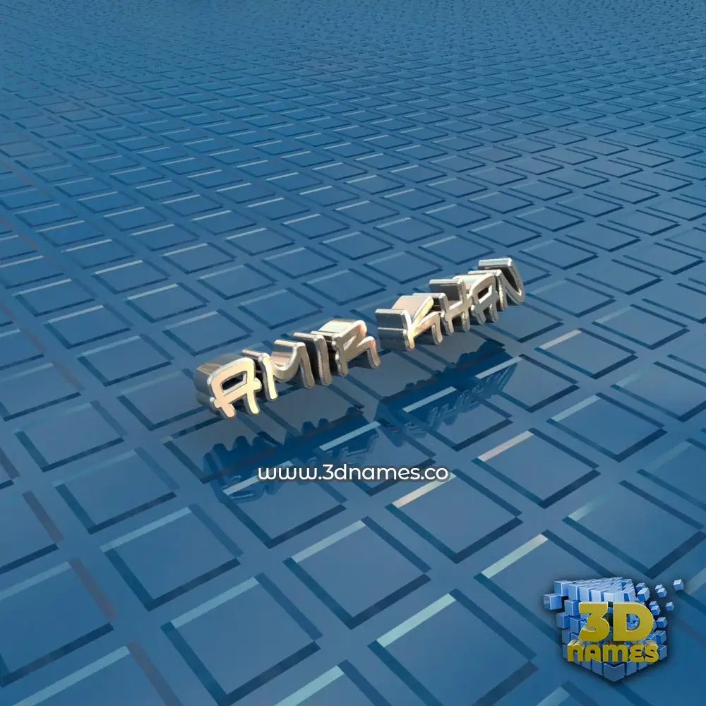 amir khan in Blue Bling style - 3D name wallpaper