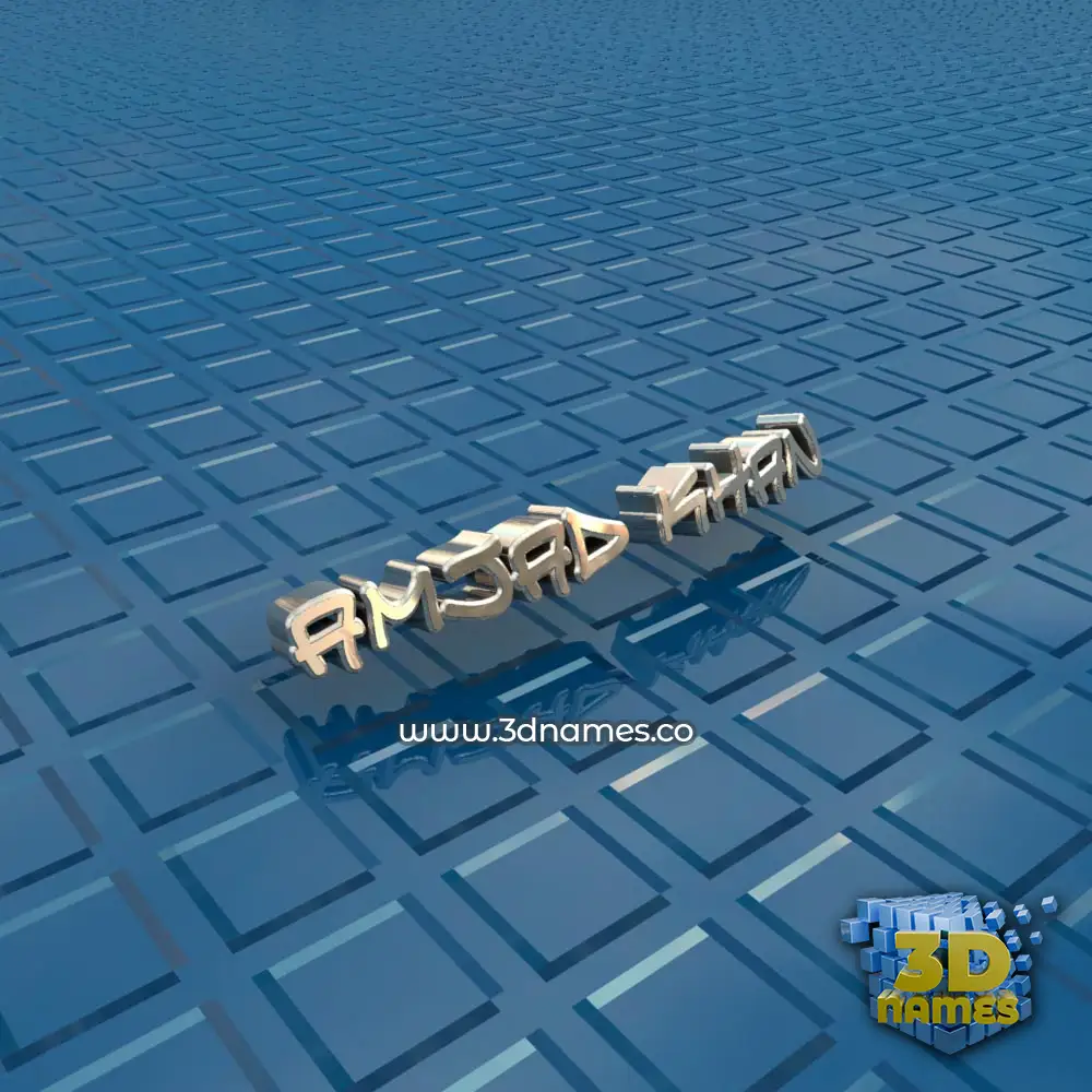 amjad khan in Blue Bling style - 3D name wallpaper