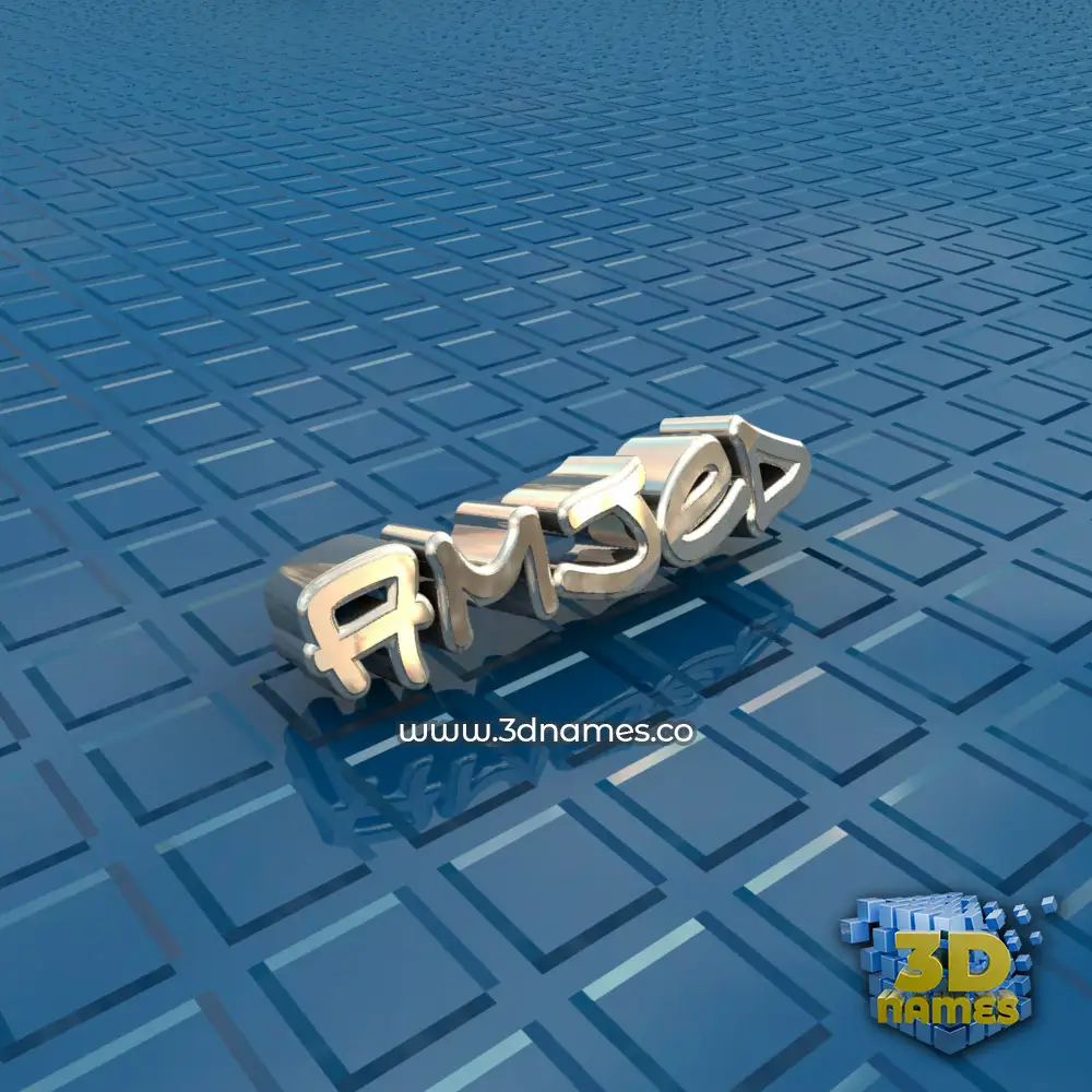 amjed in Blue Bling style - 3D name wallpaper