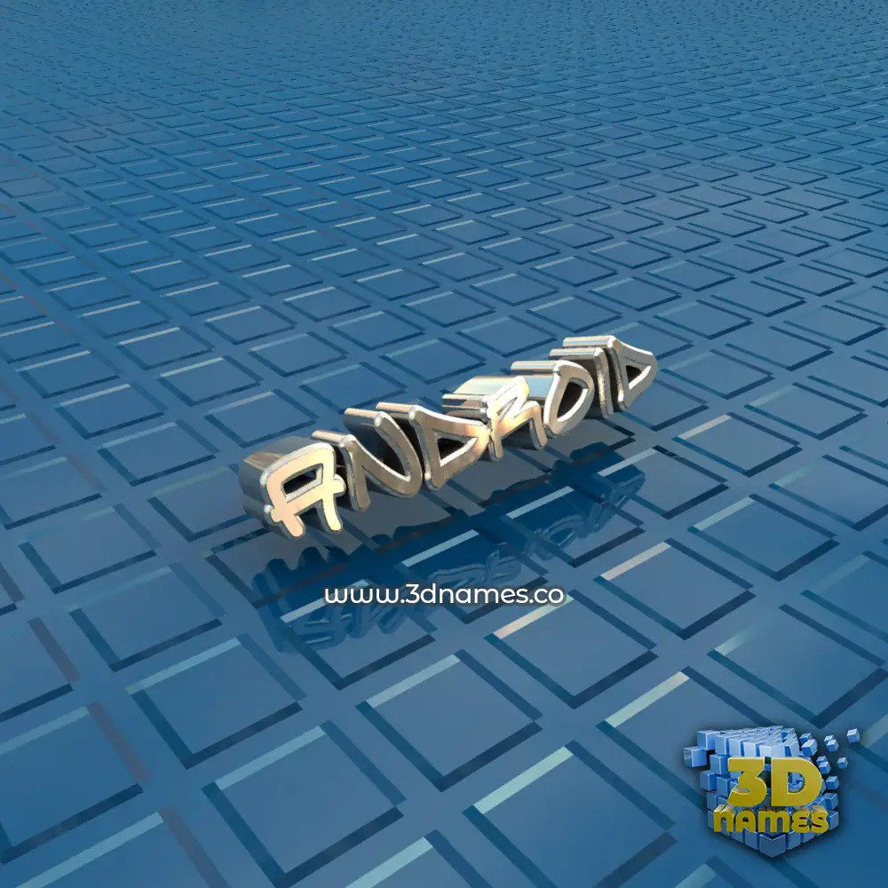 android in Blue Bling style - 3D name wallpaper