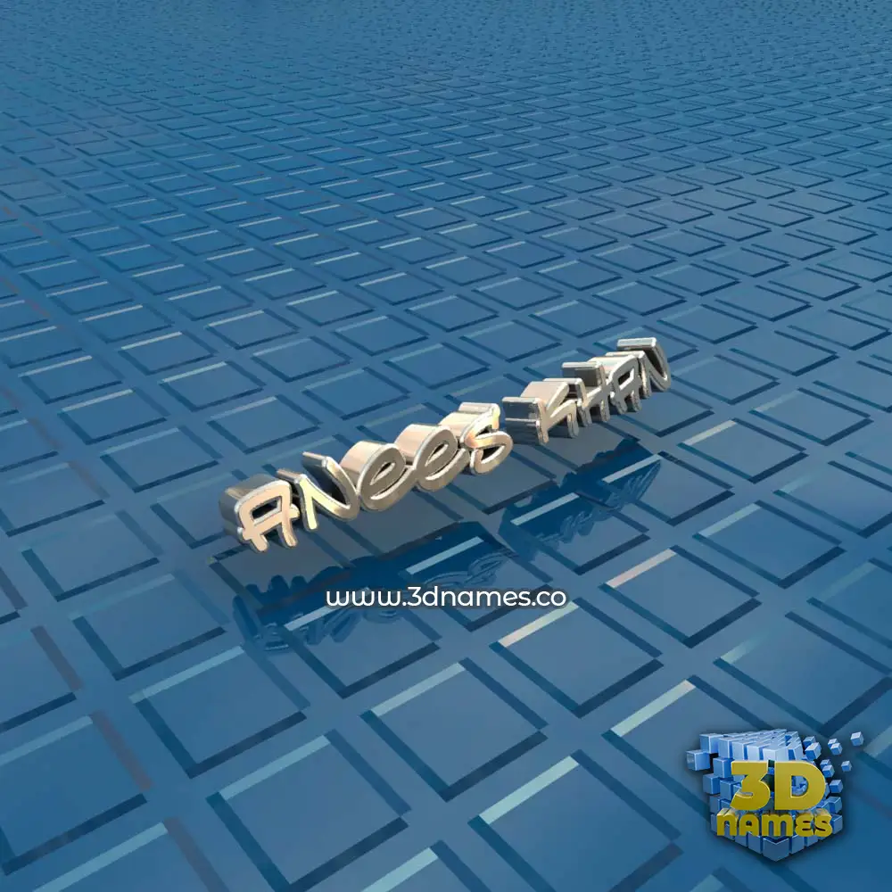 anees khan in Blue Bling style - 3D name wallpaper