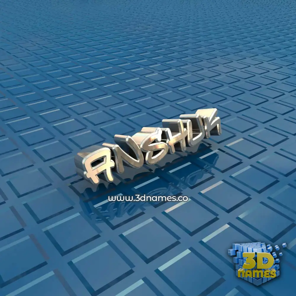 anshuk in Blue Bling style - 3D name wallpaper
