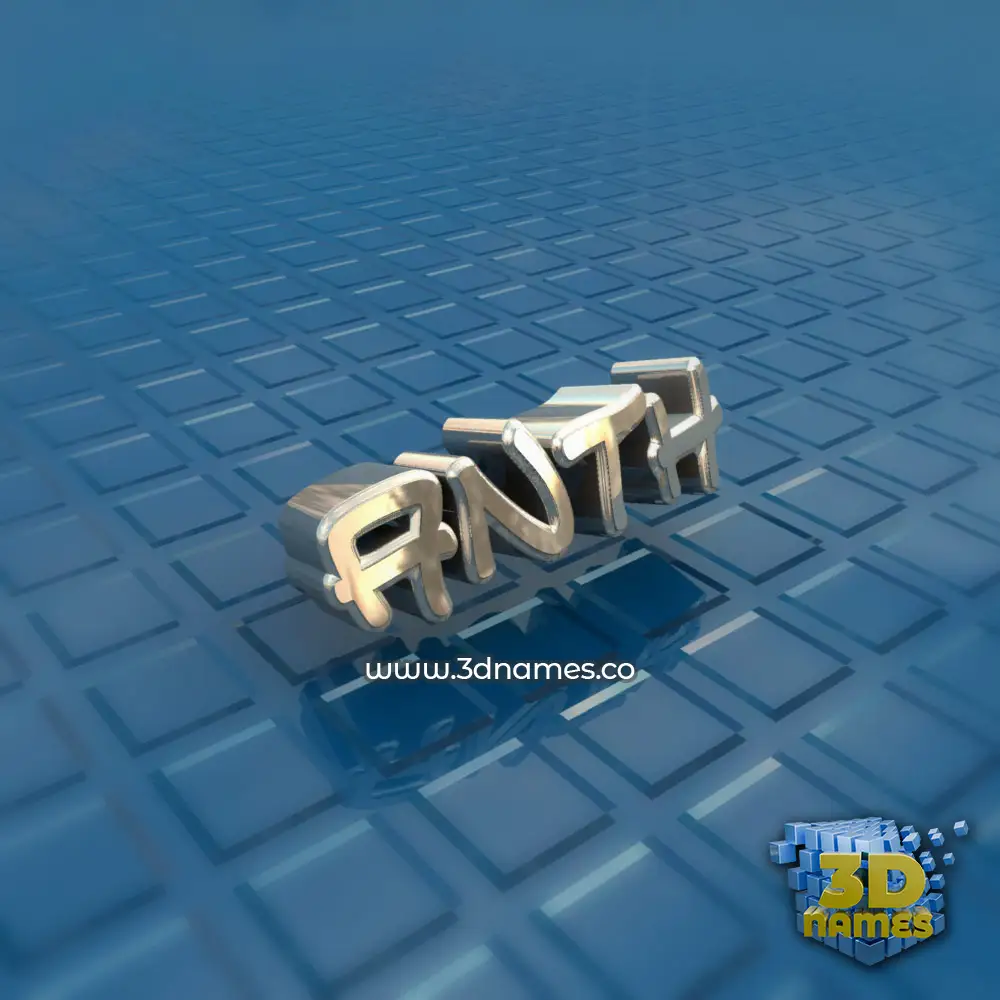 anth in Blue Bling style - 3D name wallpaper