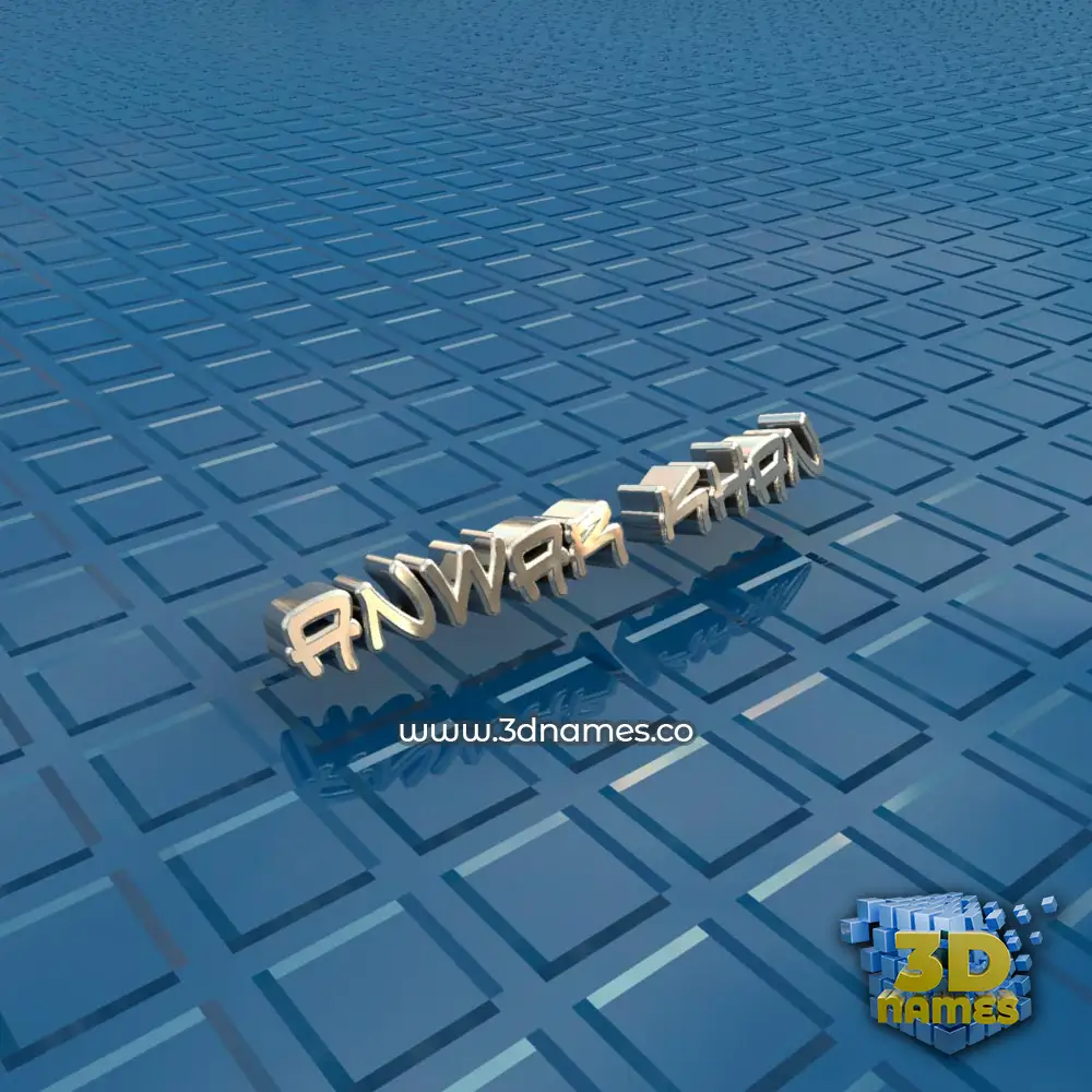 anwar khan in Blue Bling style - 3D name wallpaper