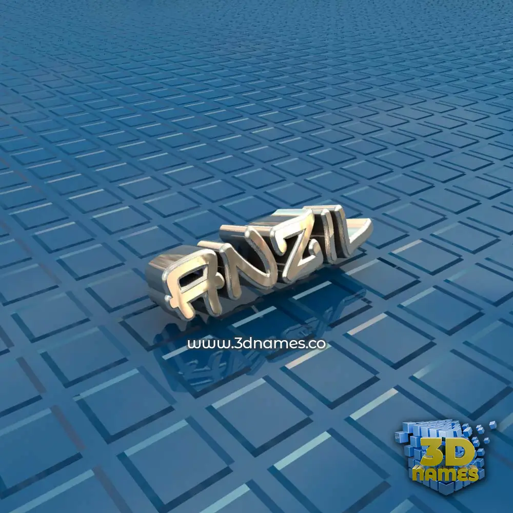 anzil in Blue Bling style - 3D name wallpaper