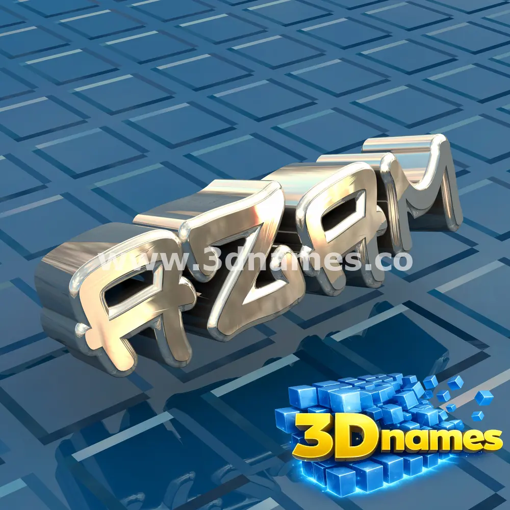 azam in Blue Bling style - 3D name wallpaper
