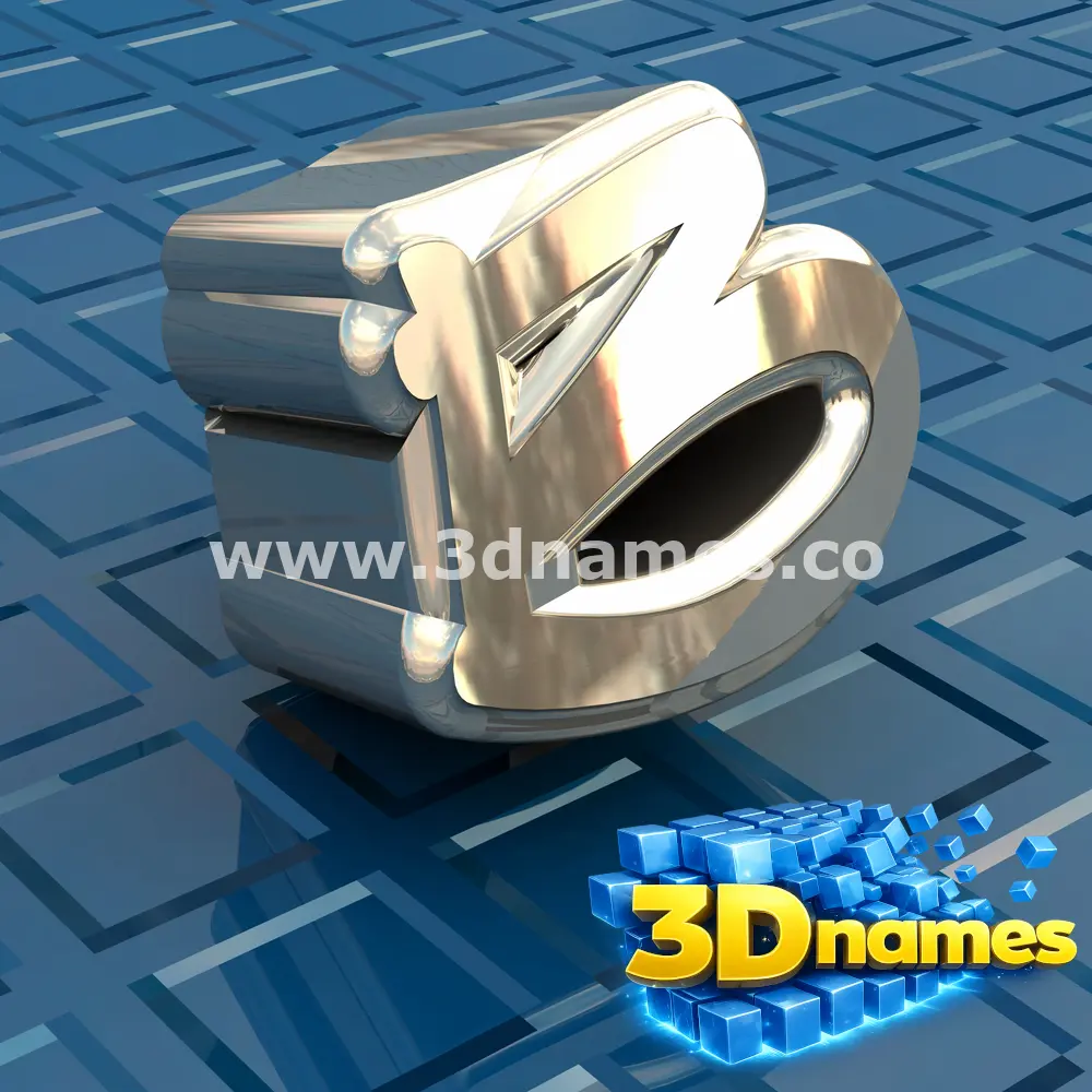 b in Blue Bling style - 3D name wallpaper