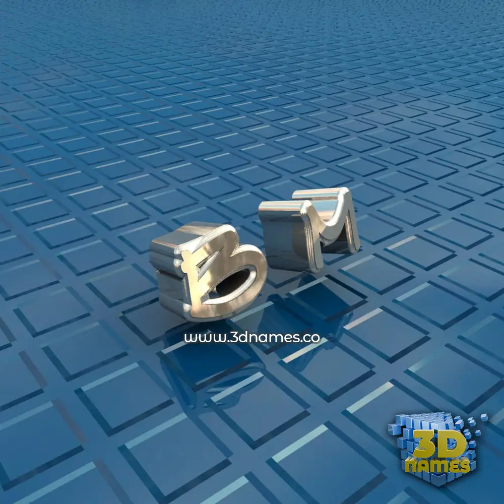 b m in Blue Bling style - 3D name wallpaper