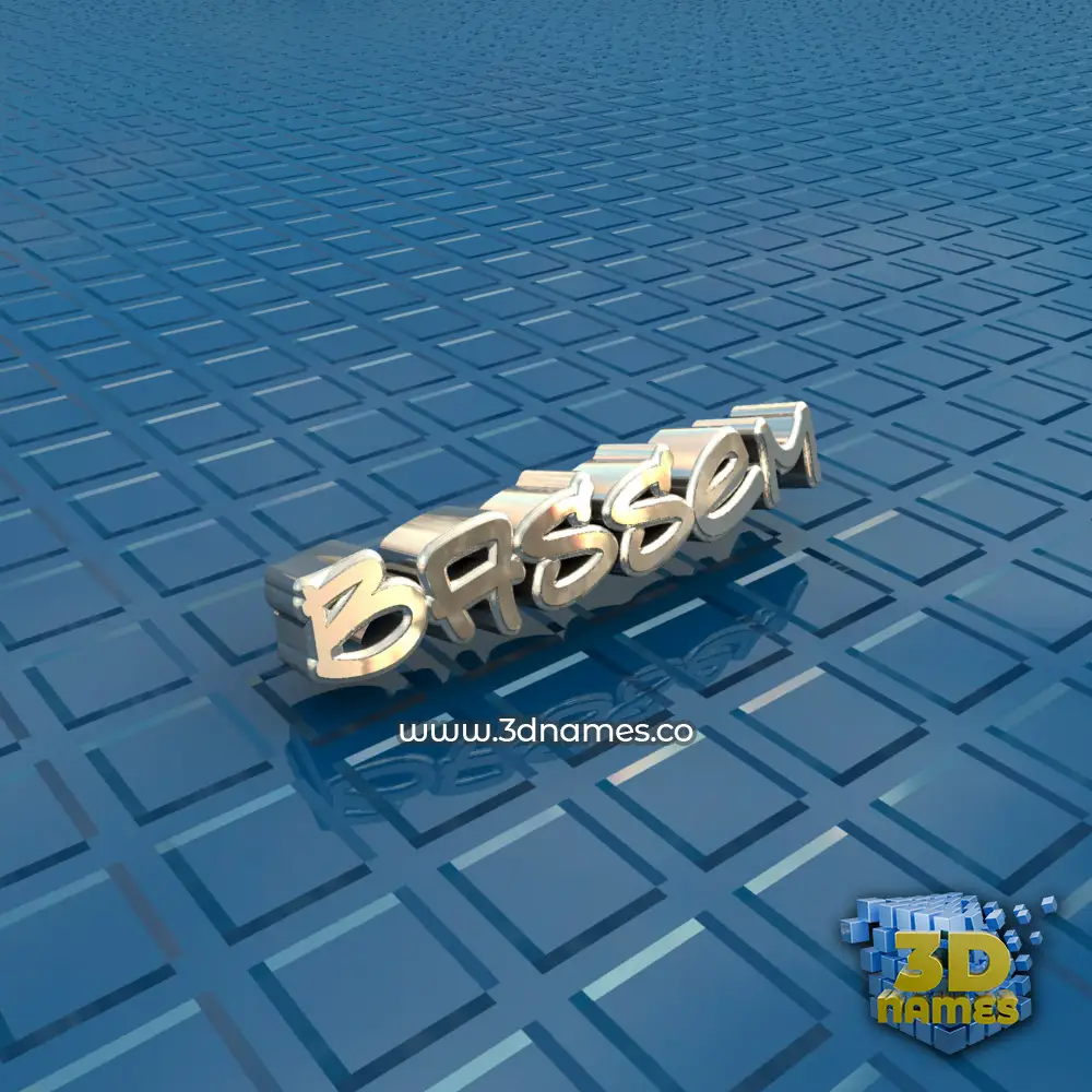 bassem in Blue Bling style - 3D name wallpaper