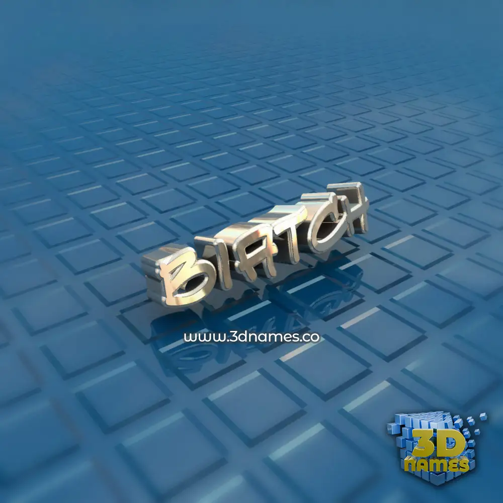 biatch in Blue Bling style - 3D name wallpaper