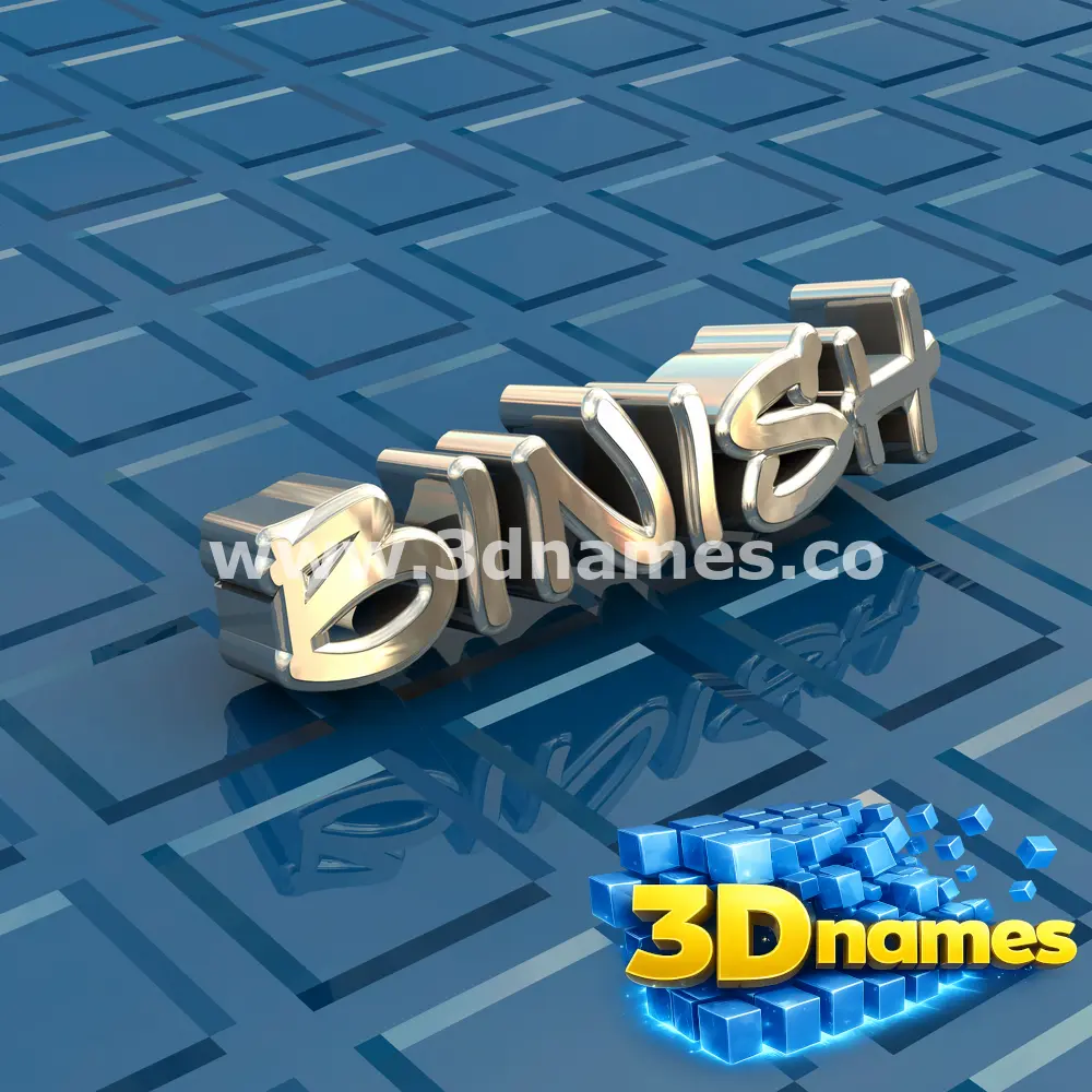 binish in Blue Bling style - 3D name wallpaper
