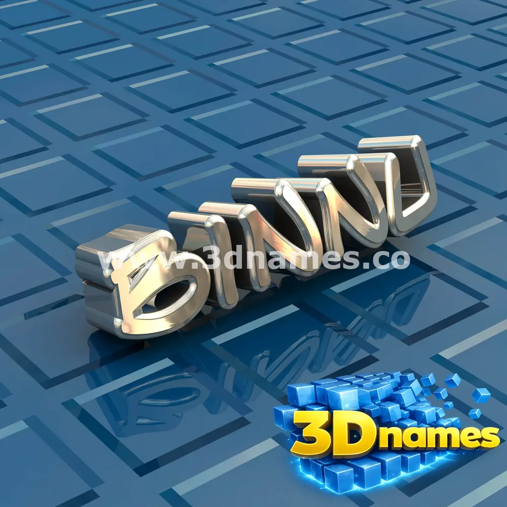 binnu in Blue Bling style - 3D name wallpaper