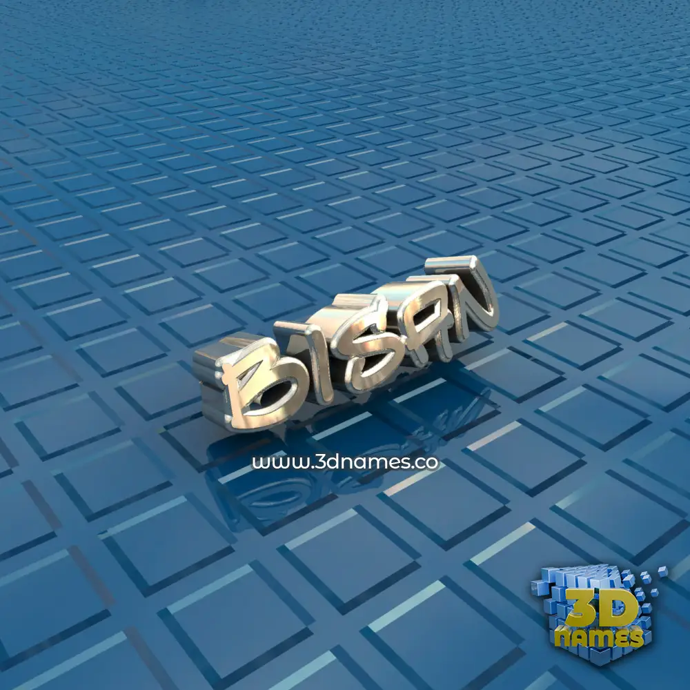 bisan in Blue Bling style - 3D name wallpaper