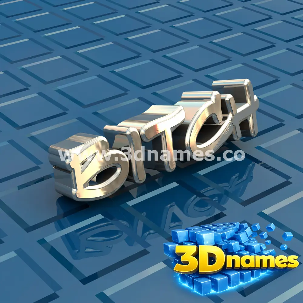 bitch in Blue Bling style - 3D name wallpaper