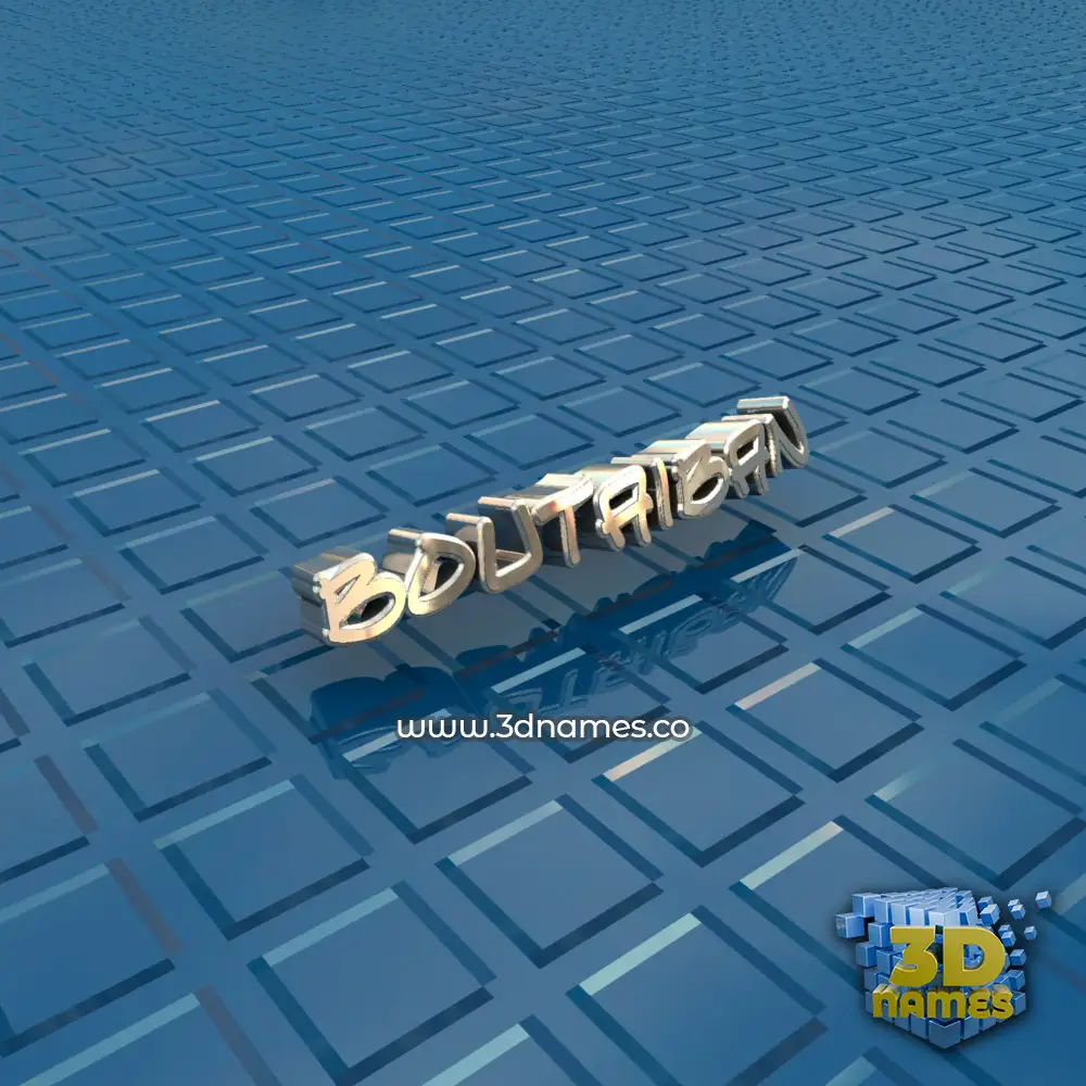 boutaiban in Blue Bling style - 3D name wallpaper