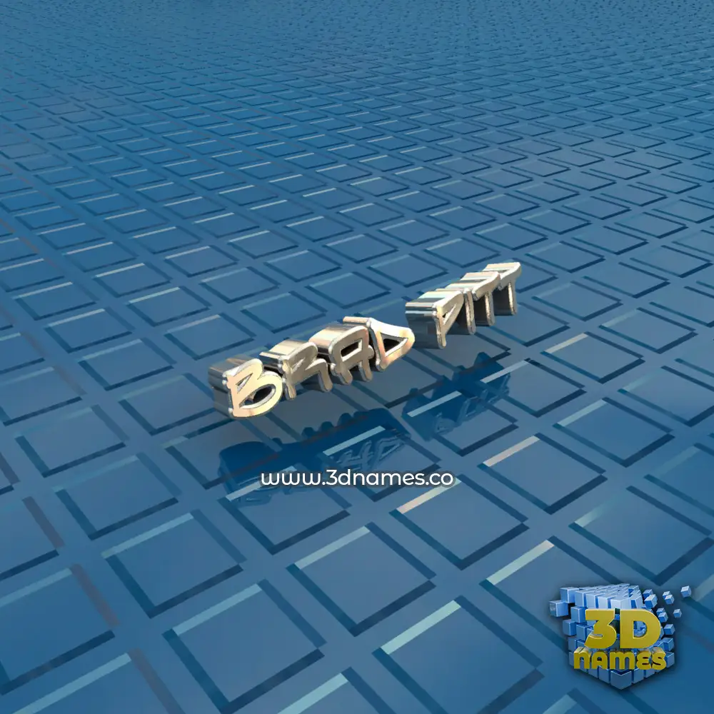 brad pitt in Blue Bling style - 3D name wallpaper