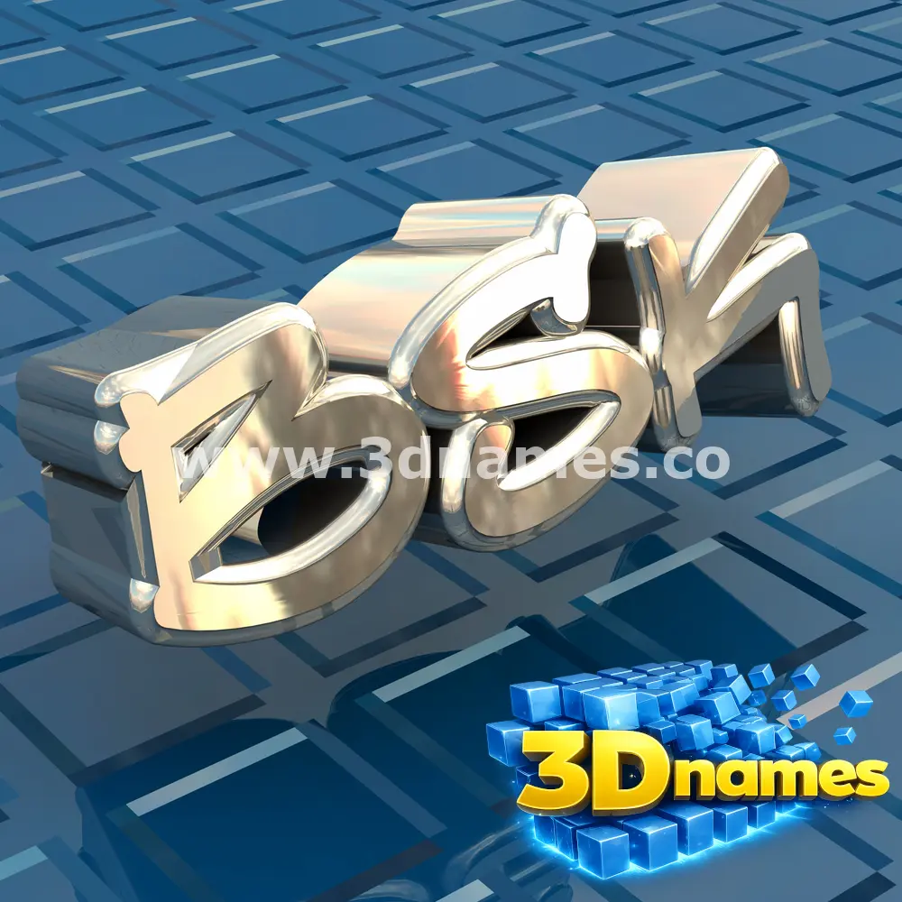bsk in Blue Bling style - 3D name wallpaper