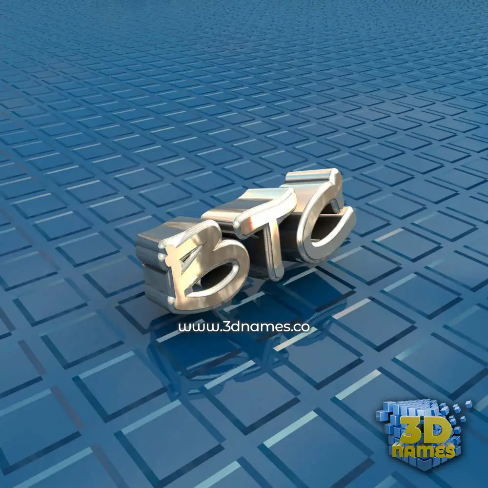 btc in Blue Bling style - 3D name wallpaper
