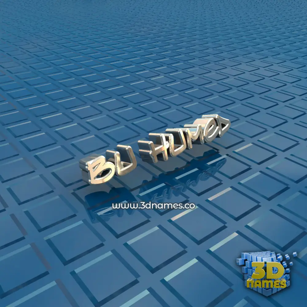 bu humed in Blue Bling style - 3D name wallpaper