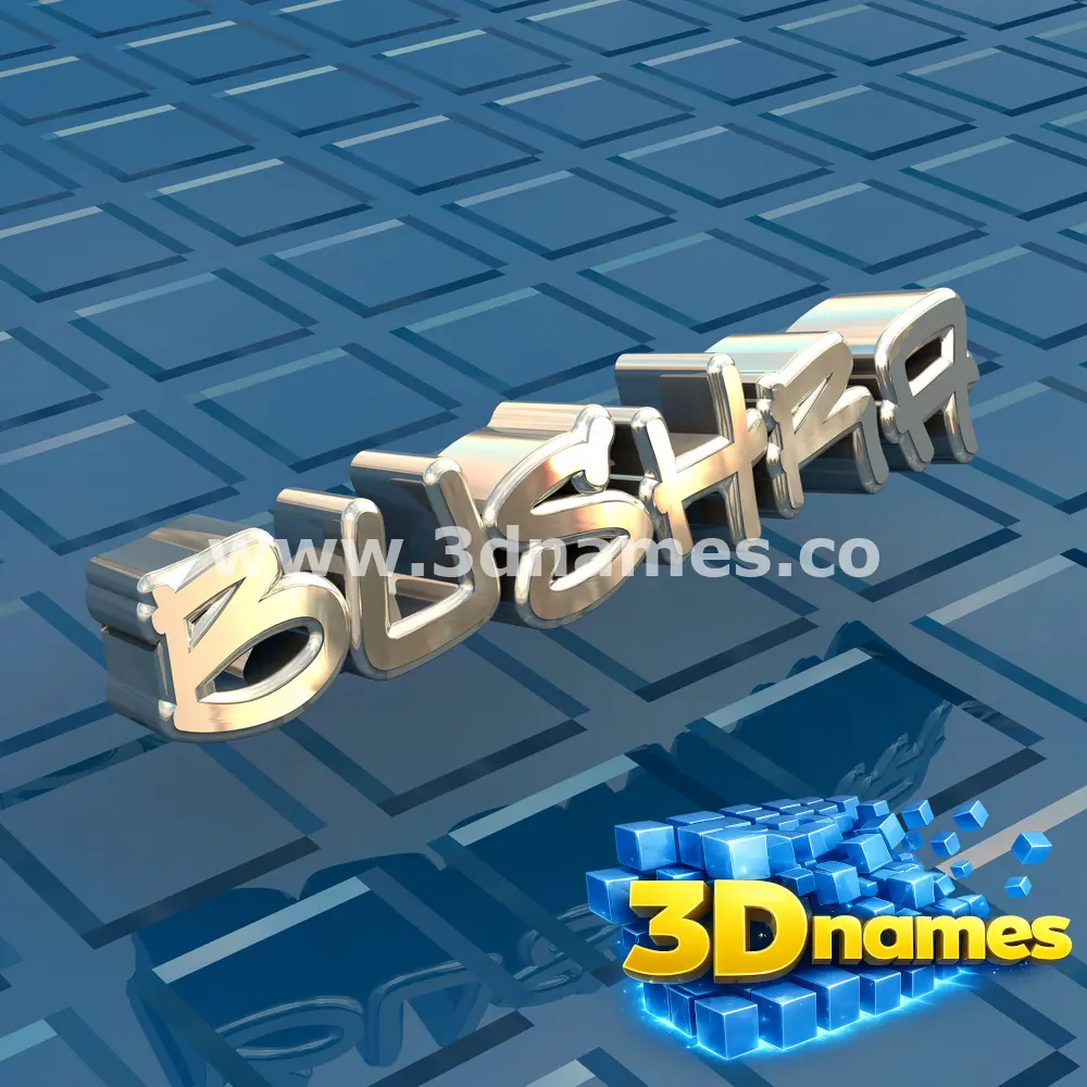 bushra in Blue Bling style - 3D name wallpaper