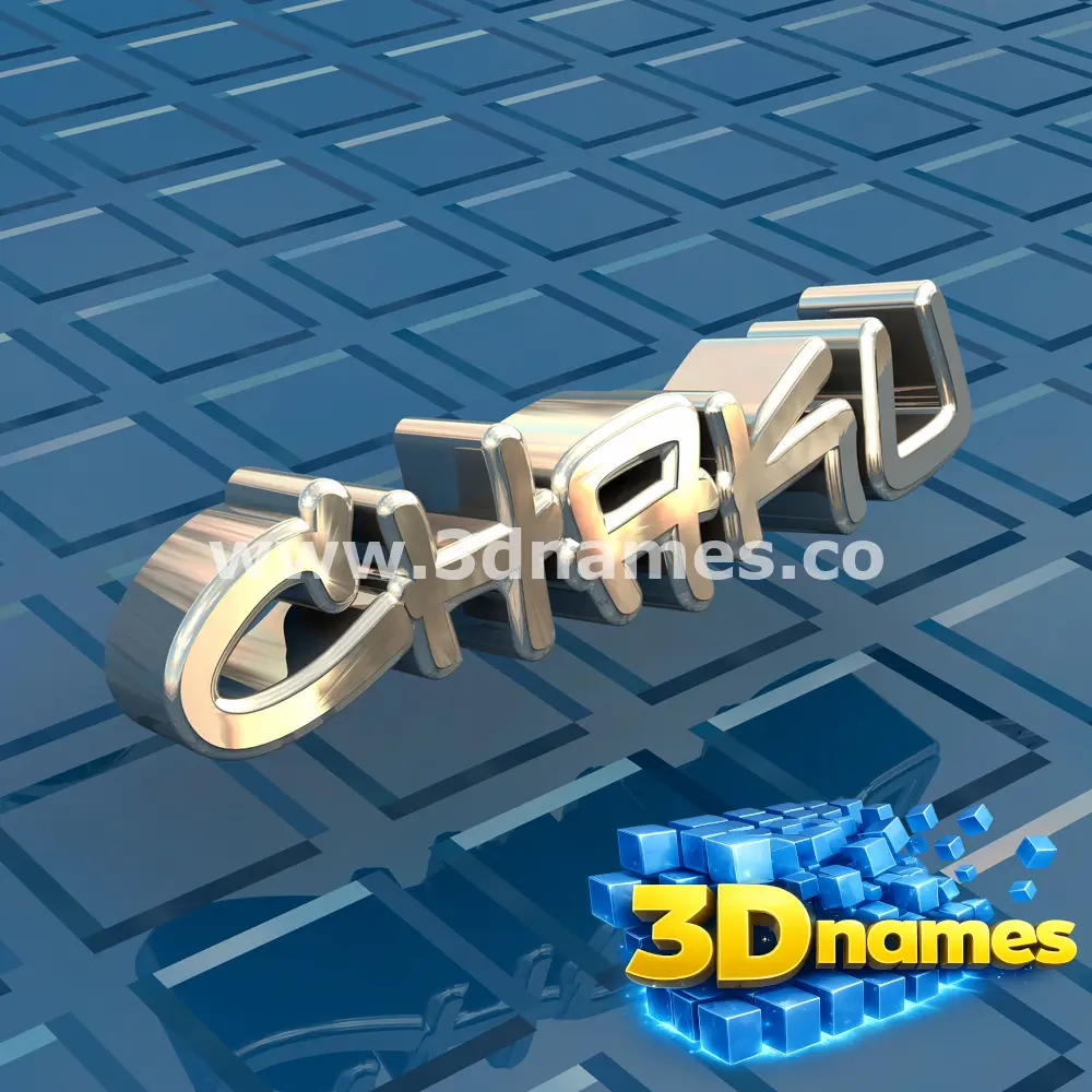 chaku in Blue Bling style - 3D name wallpaper