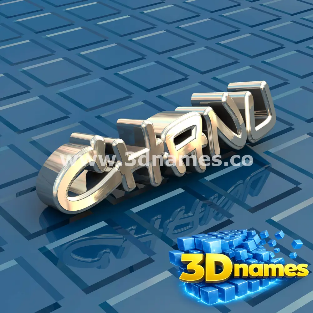 chanu in Blue Bling style - 3D name wallpaper