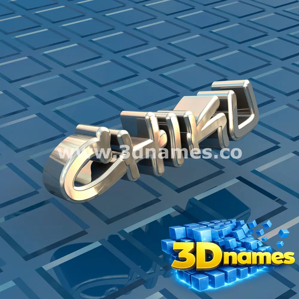 chiku in Blue Bling style - 3D name wallpaper
