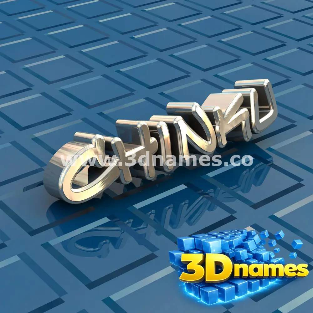 chinku in Blue Bling style - 3D name wallpaper