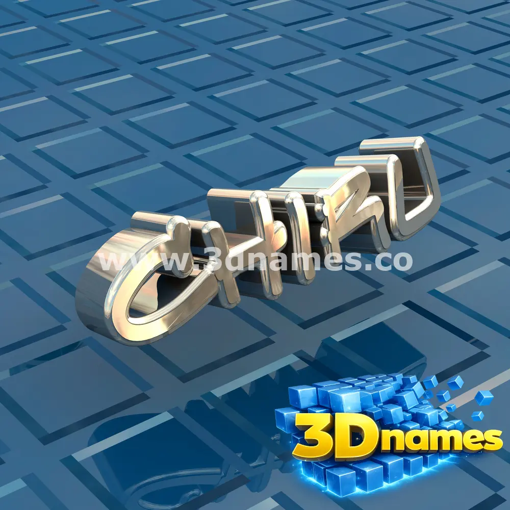 chiru in Blue Bling style - 3D name wallpaper